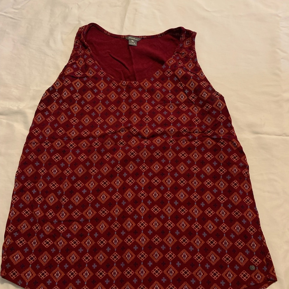 Eddie Bauer Red Patterned Sleeveless Tank